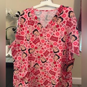 Betty Boop Pink Women's scrub top